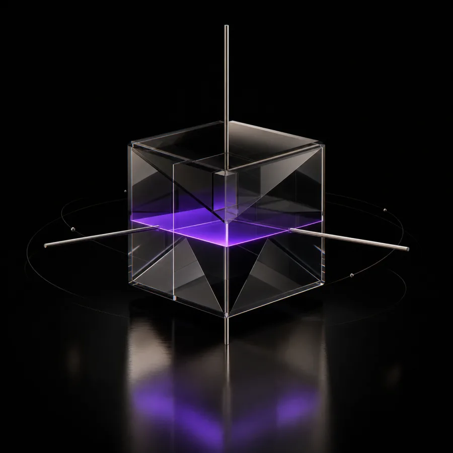 Editorial motion kit represented by a precise glass prism