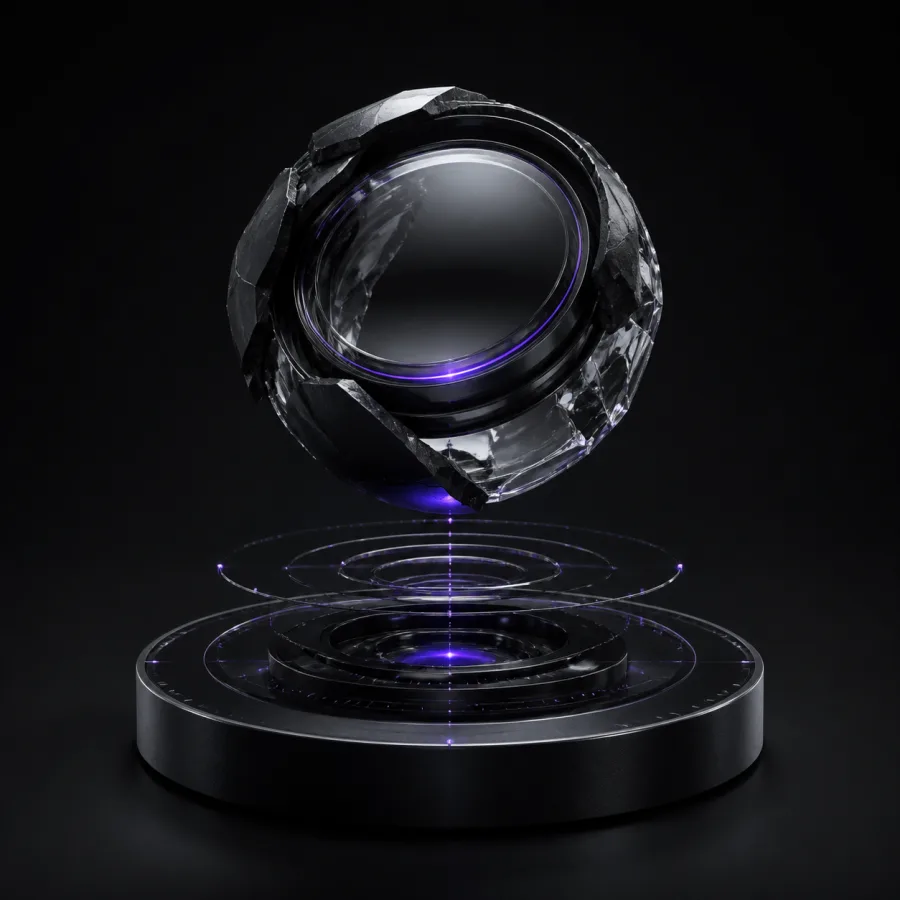 Search growth map represented by an obsidian research lens
